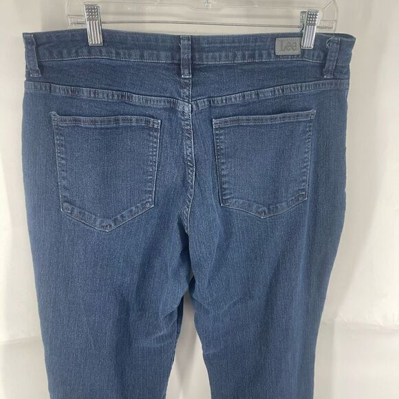 LEE Women's High Rise Jeans Denim Straight Leg Relaxed Fit Blue Size 16 Petite - Picture 2 of 10